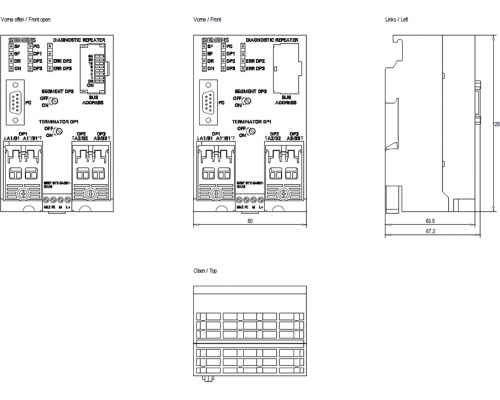 6ES7972-0AB01-0XA0 Диагностический повторитель для PROFIBUS-DP