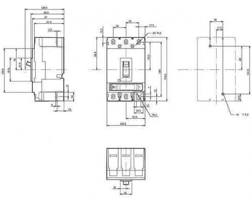 3VL2706-1CM36-.... Icu до 55 кА при 415 В, стандартная отключающая способность N