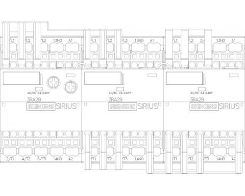 3RA2416-8XF31-2AF0 Контакторные сборки для пуска асинхронных двигателей переключением со звезды на треугольник SIRIUS 3RA24