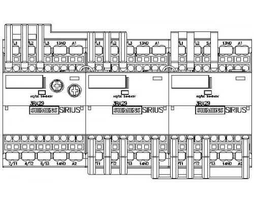 3RA2416-8XF31-2AP0 Контакторные сборки для пуска асинхронных двигателей переключением со звезды на треугольник SIRIUS 3RA24