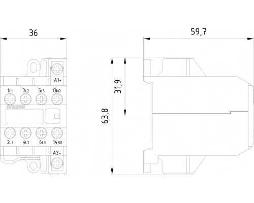 3TG1010-0AC20-0AA0 Контактор 3TG10 c винтовыми и плоскими клеммами