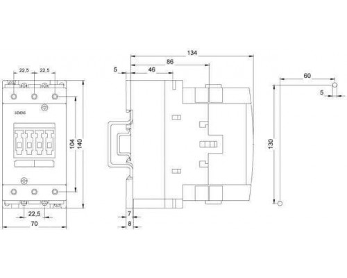 3RT1446-1AP60 Контактор SIRIUS для коммутации омической нагрузки (AC-1), 3-х полюсные, 140 ... 690 A