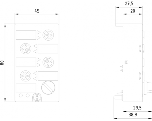 3RK2200-0DQ20-0AA3 Модуль дискретного ввода/вывода К45 с IP67