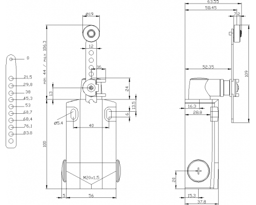 3SE5162-0CH63-1AN4 XL, Ширина корпуса 56 мм